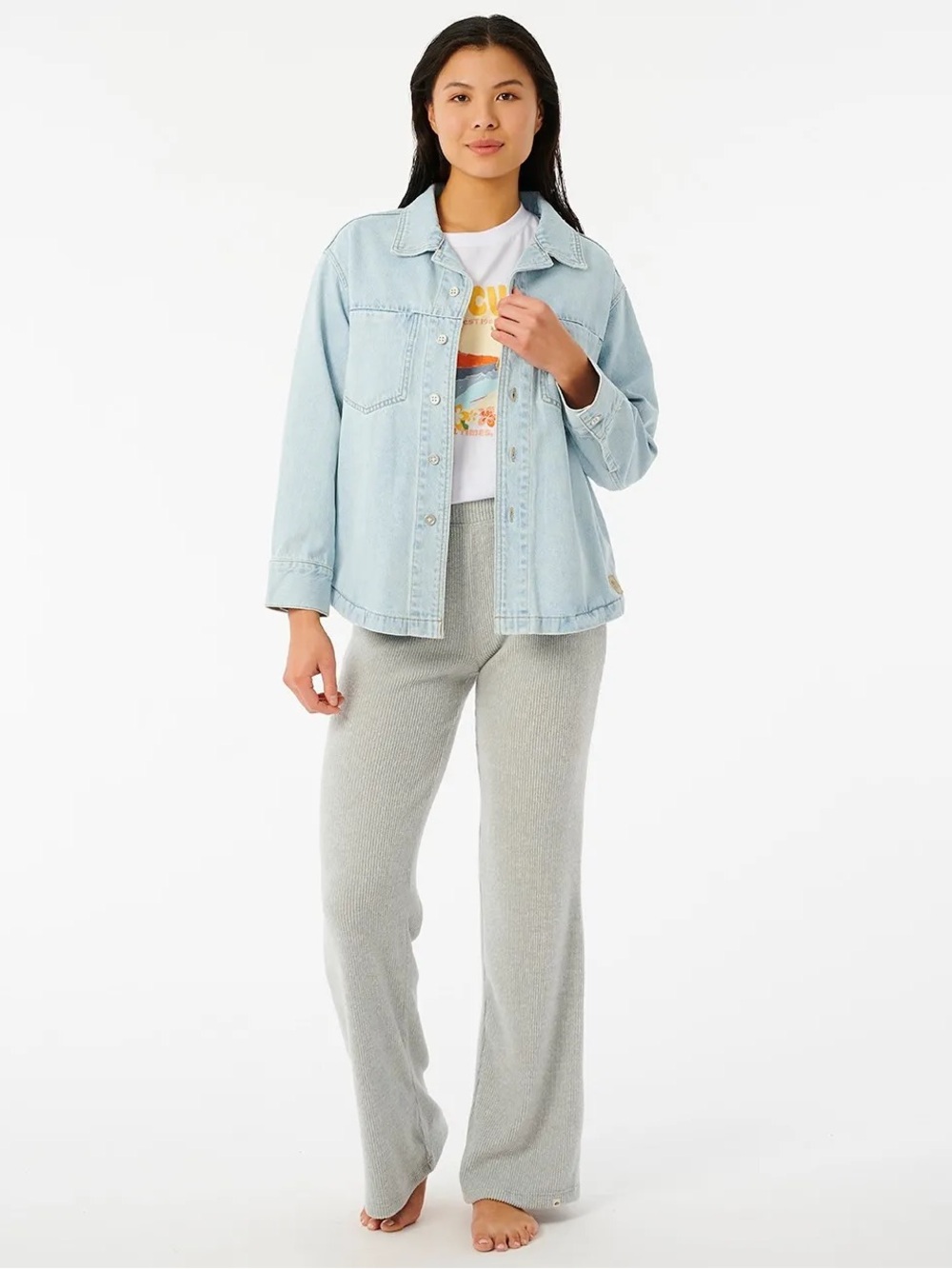 Rip Curl Venice Oversized Light Wash Denim Jacket / Shacket In Blue